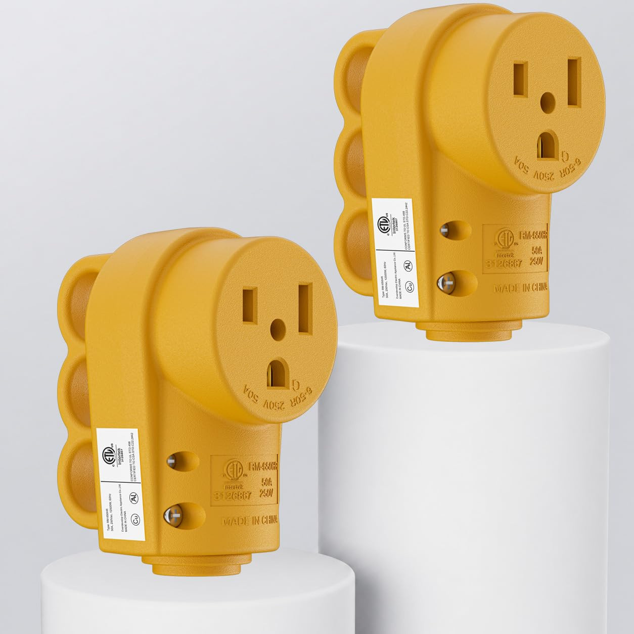 2 Pack NEMA 6-50R 50A 250V Female Welder Receptacle, Heavy Duty Rewirable 3-Pron