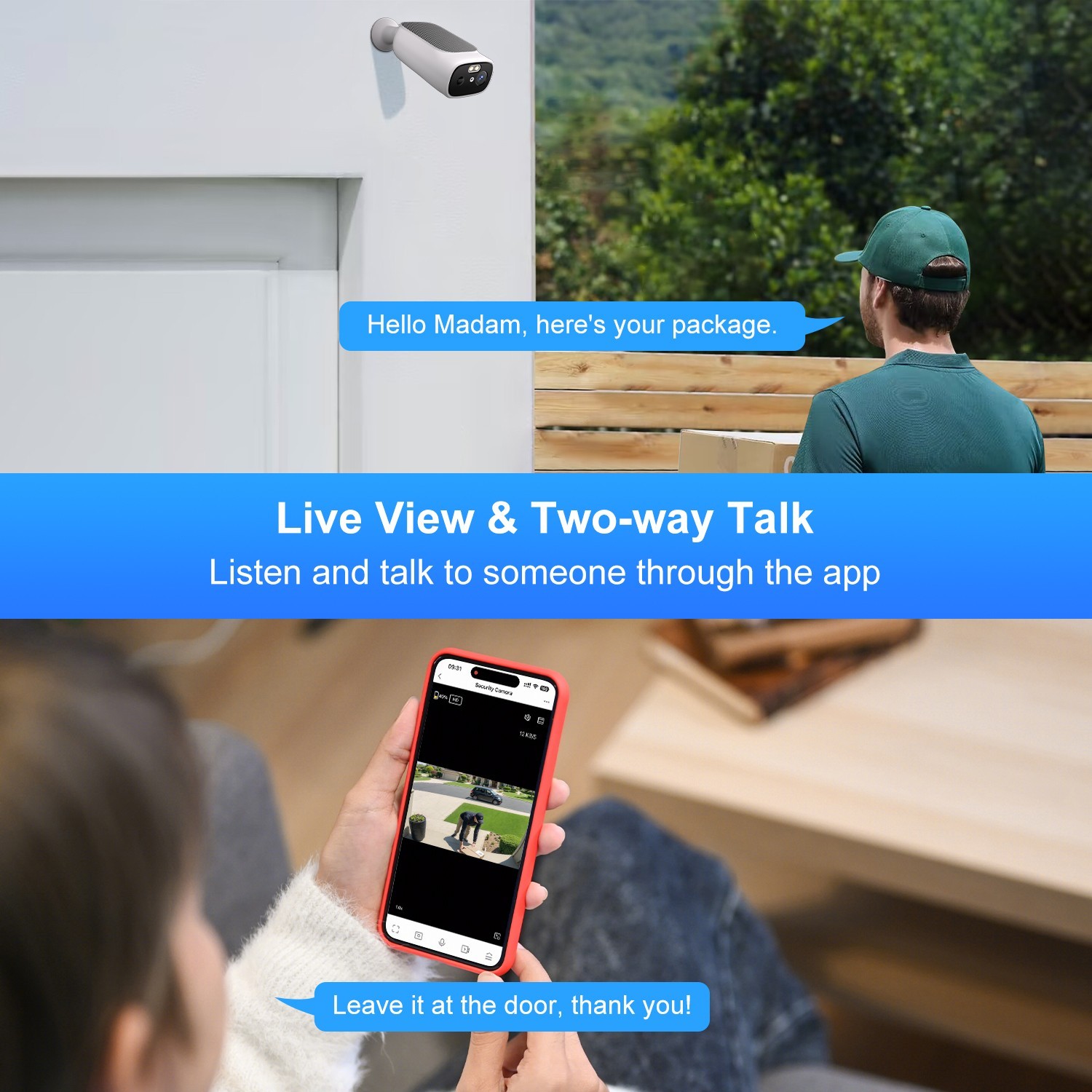 2K Solar Battery Powered Wireless WiFi Outdoor Home Security Camera