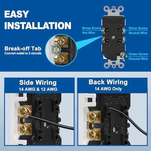 100 Pack 15 Amp Decor Wall Outlets, Tamper Resistant, Child-Safe, UL Listed, Whi