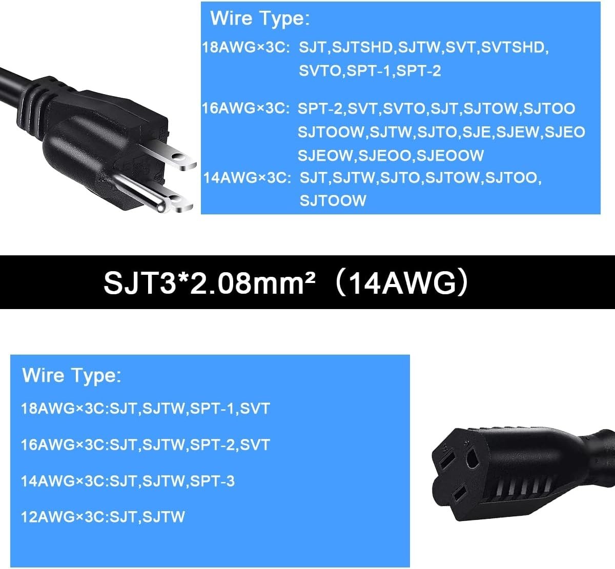 Car Outdoor Extension Cord with Switch On/Off, 16A 250V 14AWG Heavy Duty Wate…