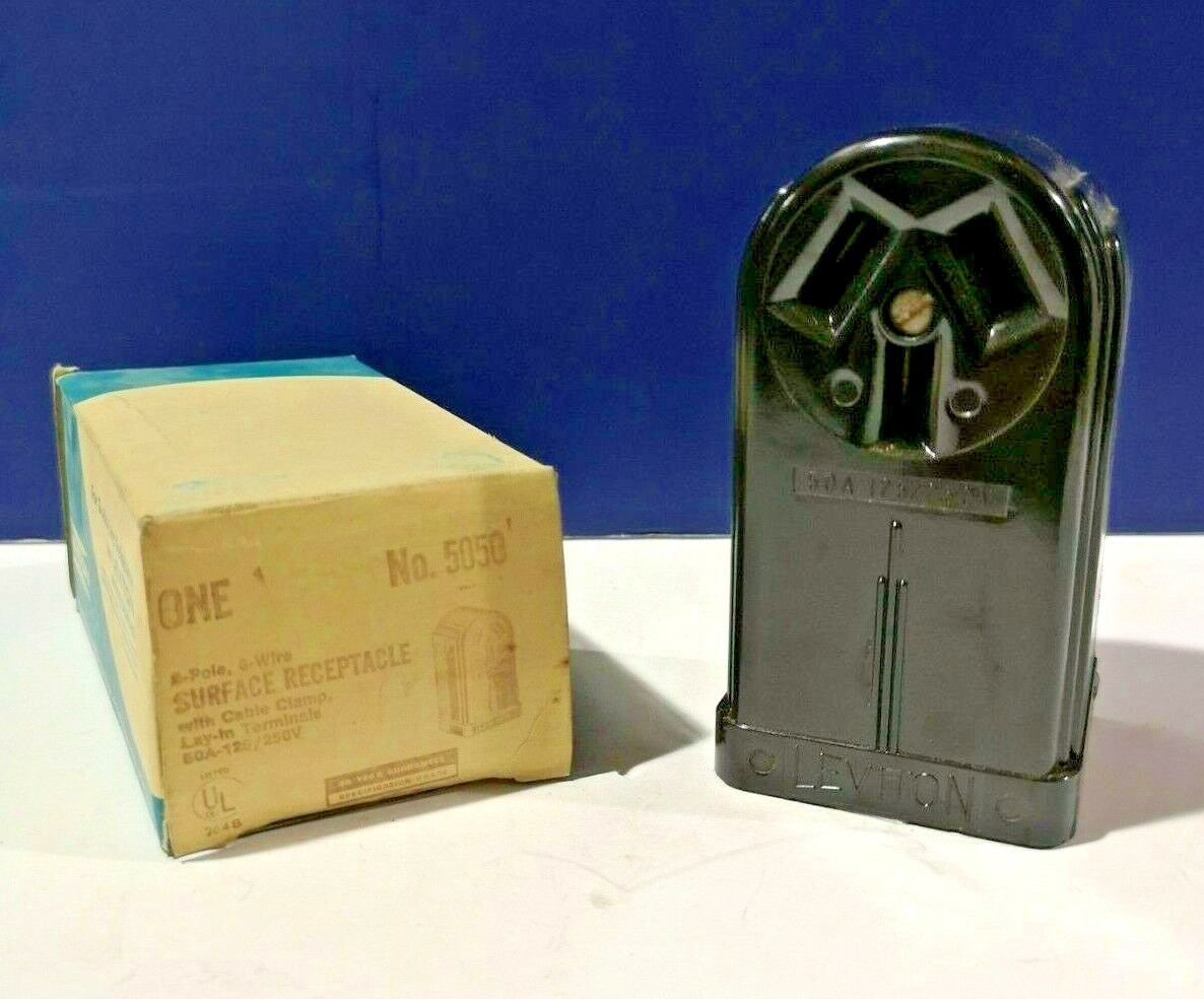 LEVITON Black Range RECEPTACLE Surface Mount 10-50R 3-Wire 50A 125/250V NEW 5050