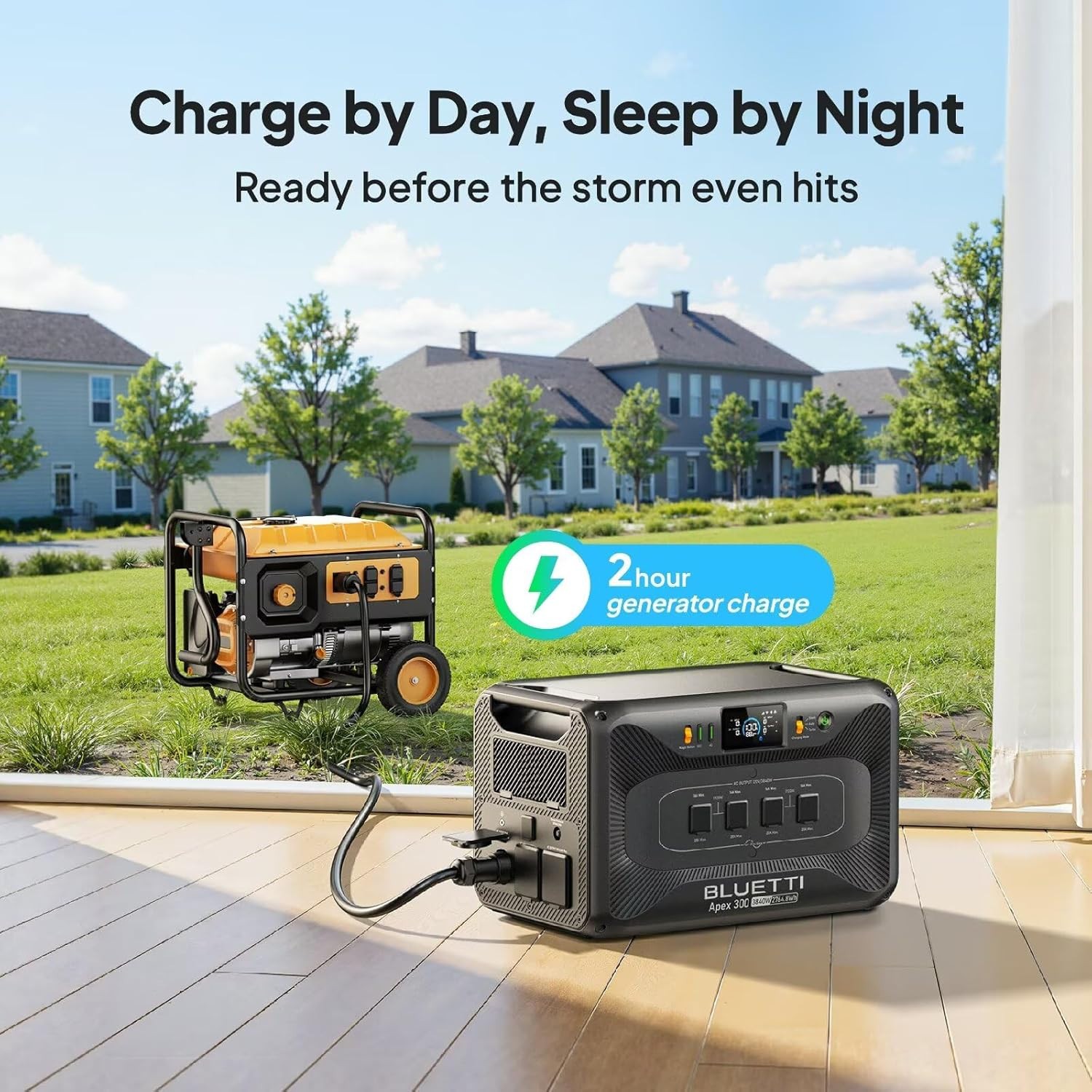 BLUETTI Apex 300 3840W 2764.8Wh Power Station+560W Alternator Charger for Backup