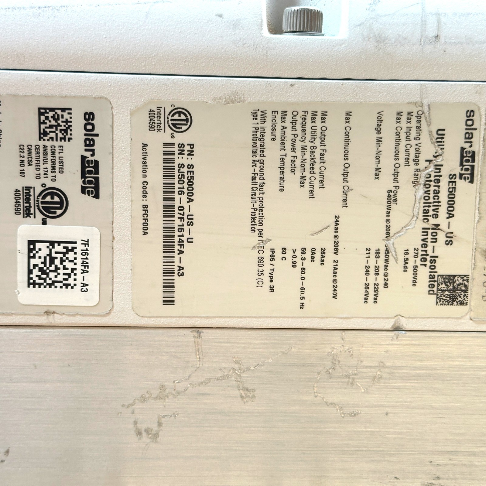 List Title: SolarEdge SE5000A-US Single Phase Grid-Tie Solar String Inverter