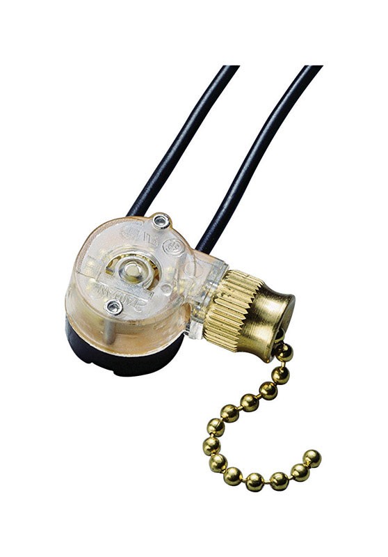 Gardner Bender GSW-32 Brass-Plated 125/250V ac 1-Pole On/Off Pull Chain Switch