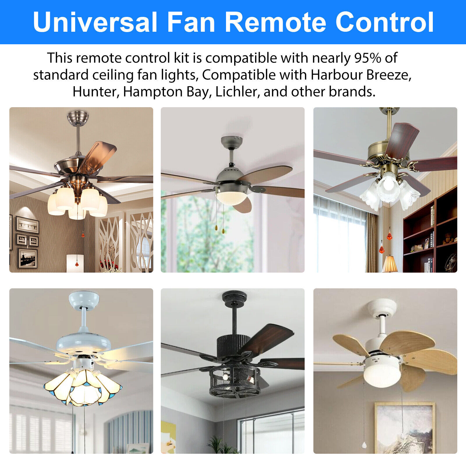 15M Universal Ceiling Fan Lamp Light Remote Control Receiver Kit Timing Wireless