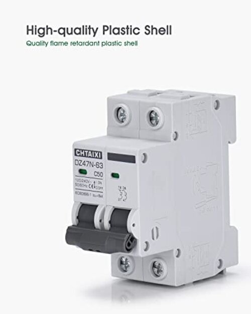AC Miniature Circuit Breaker 120V/240V 2 Pole DIN Rail Mount Circuit 6 Amp