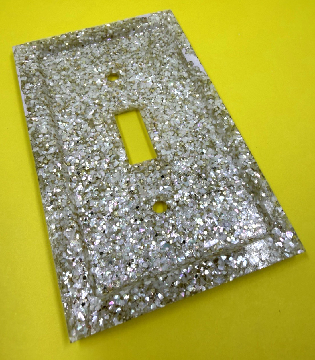 Vintage MCM Lucite Mother Pearl Silver Glitter 4 Light Switch Plate Wall Covers