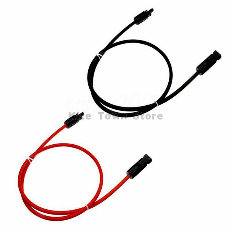 New 1 Pair Black + Red Solar Panel Extension Cable Wire Connector 12/10 AWG