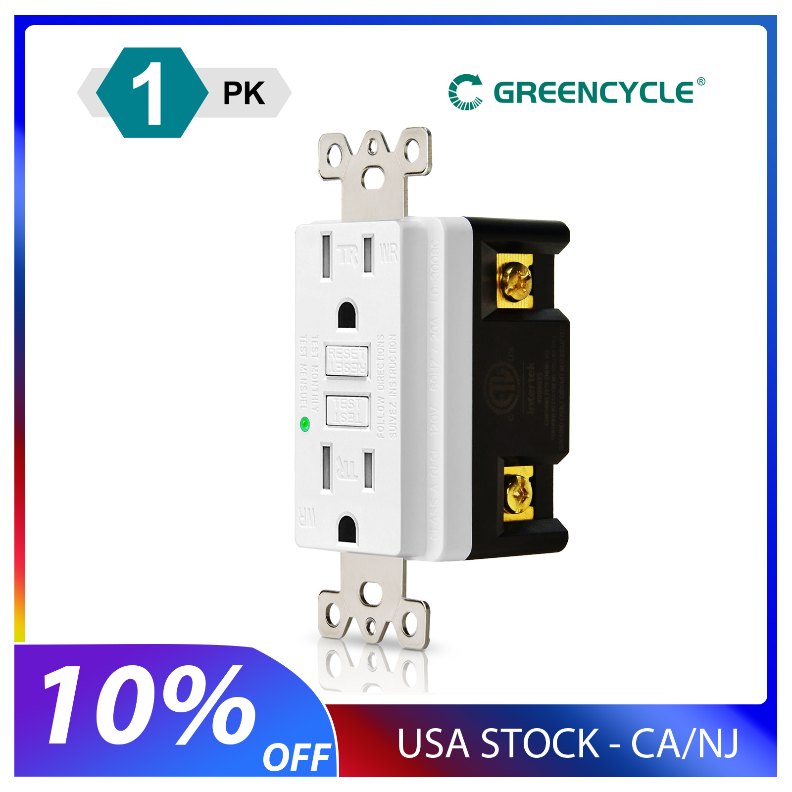 Electric Outlet Bathroom 15 Amp GFI Receptacle Tamper-Resistant TR WR with Plate