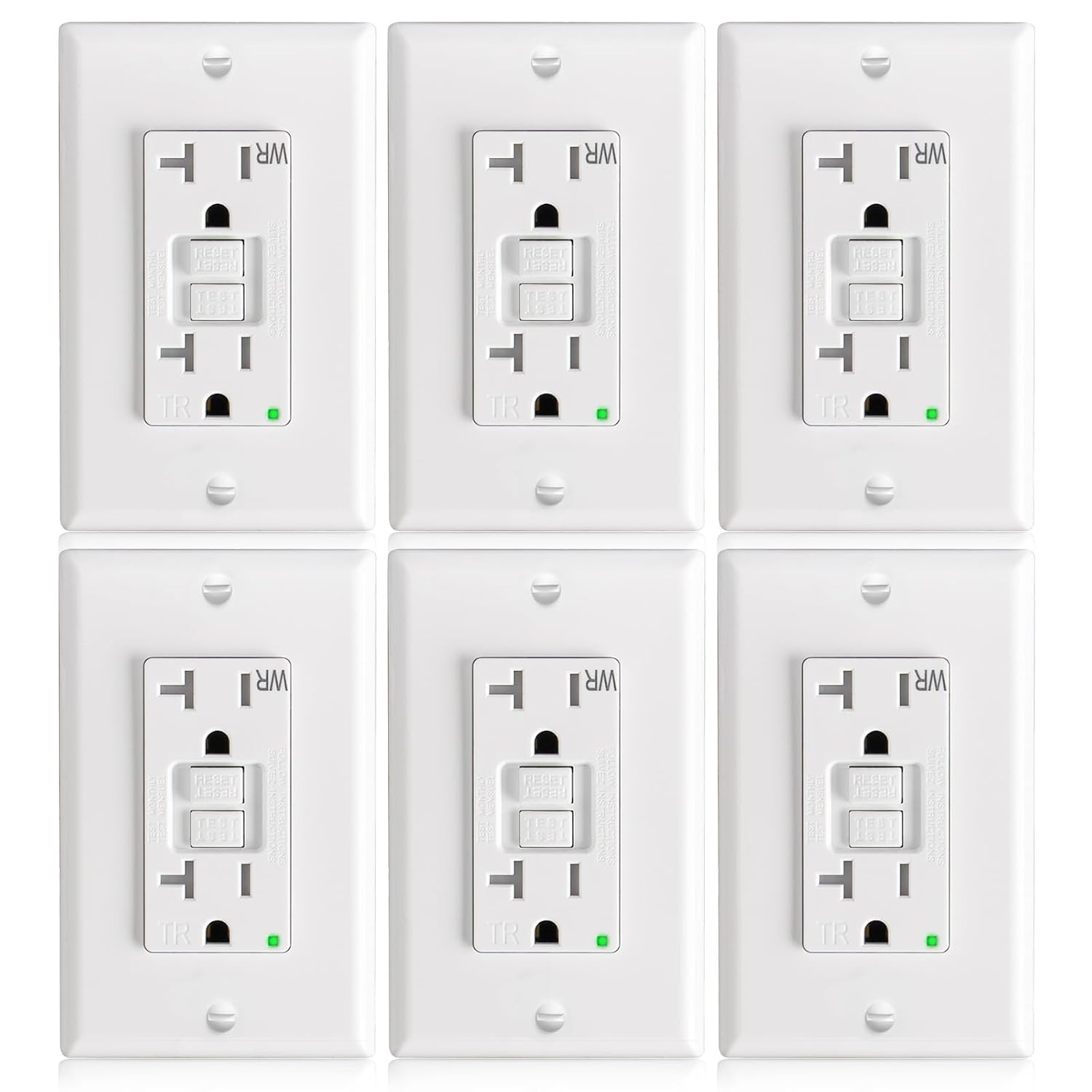 GFCI Outlet 20 Amp with Thinner Design 12 Pack, Weather Resistant (WR), Self-Tes