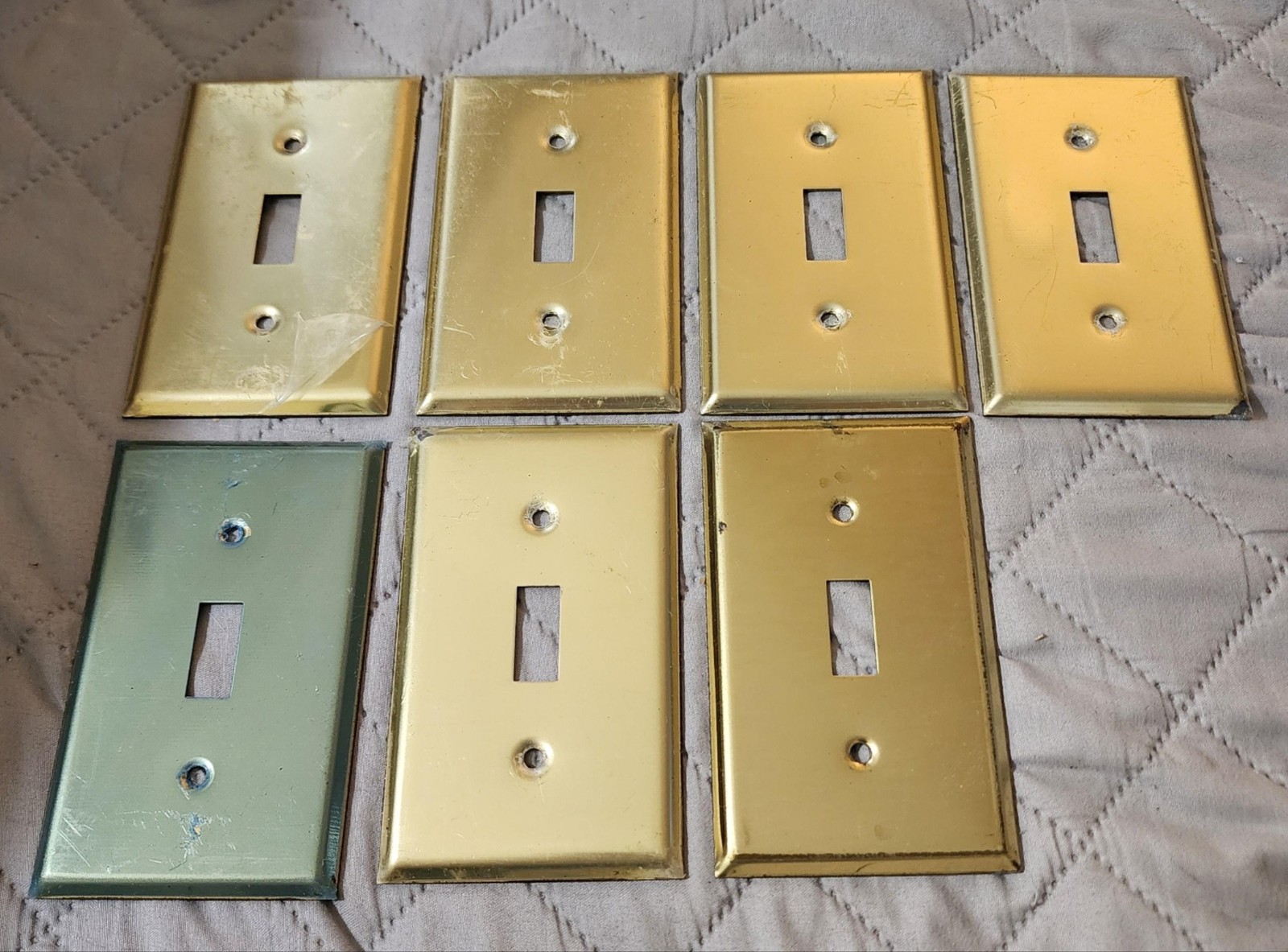 Vintage Solid Brass Single Toggle Light Switch Wall Plates Lot 7 Gold Cover