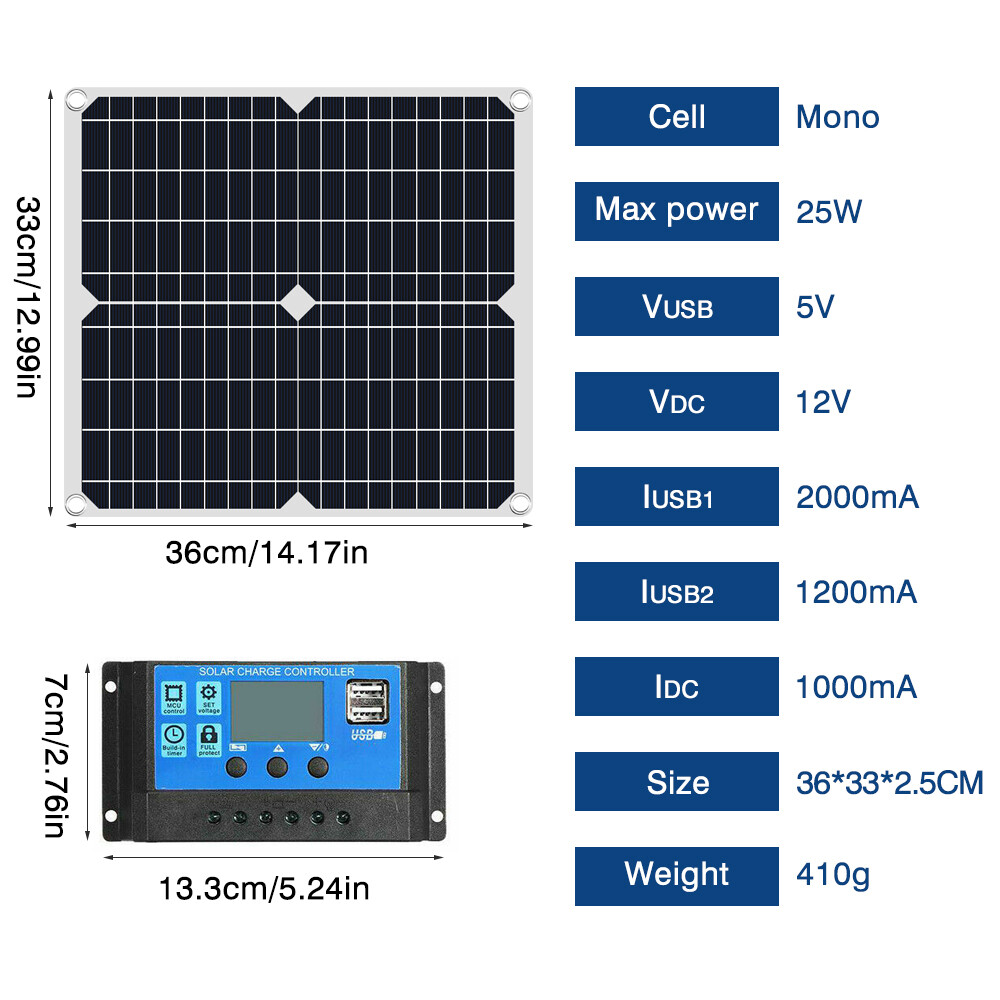 16000W Car Power Inverter DC12V to AC 110V 200W Solar Panel Kit 100A Controller