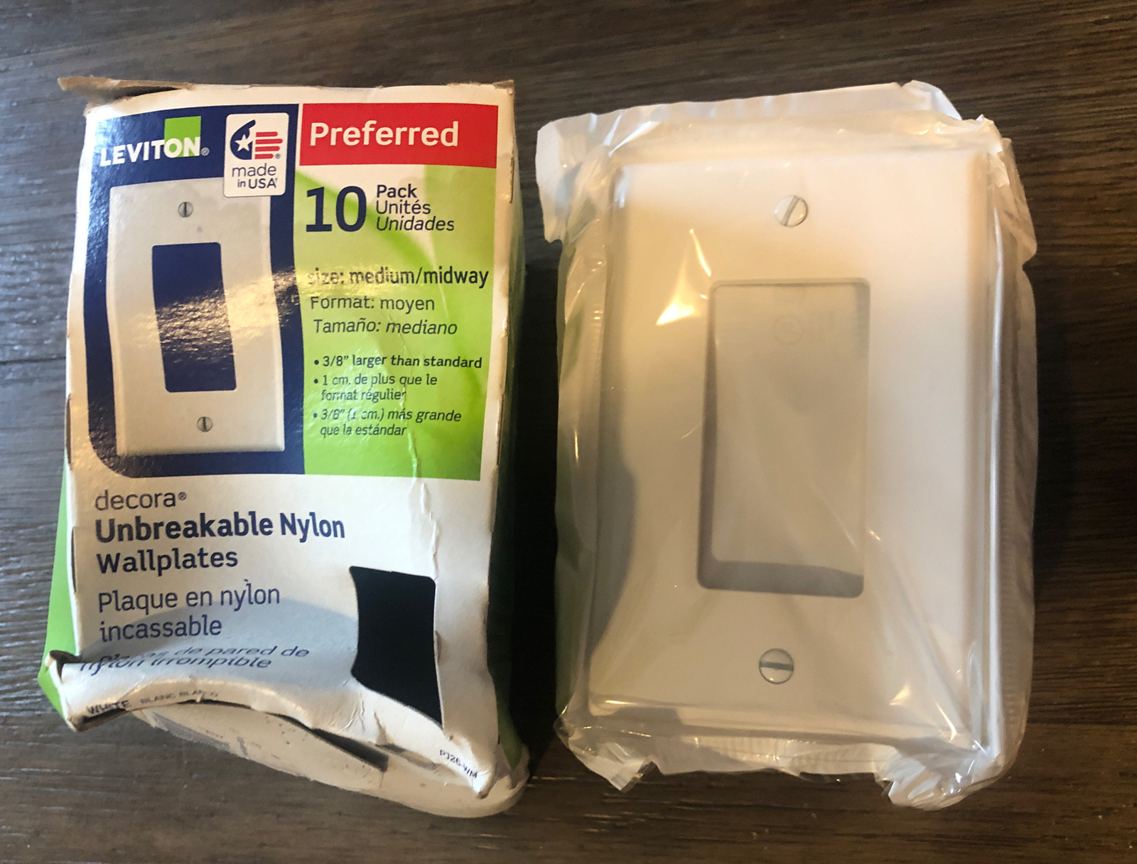 Leviton M52-0Pj26-0Wm Medium/Midway White Unbreakable Nylon Wallplates *8 PACK*