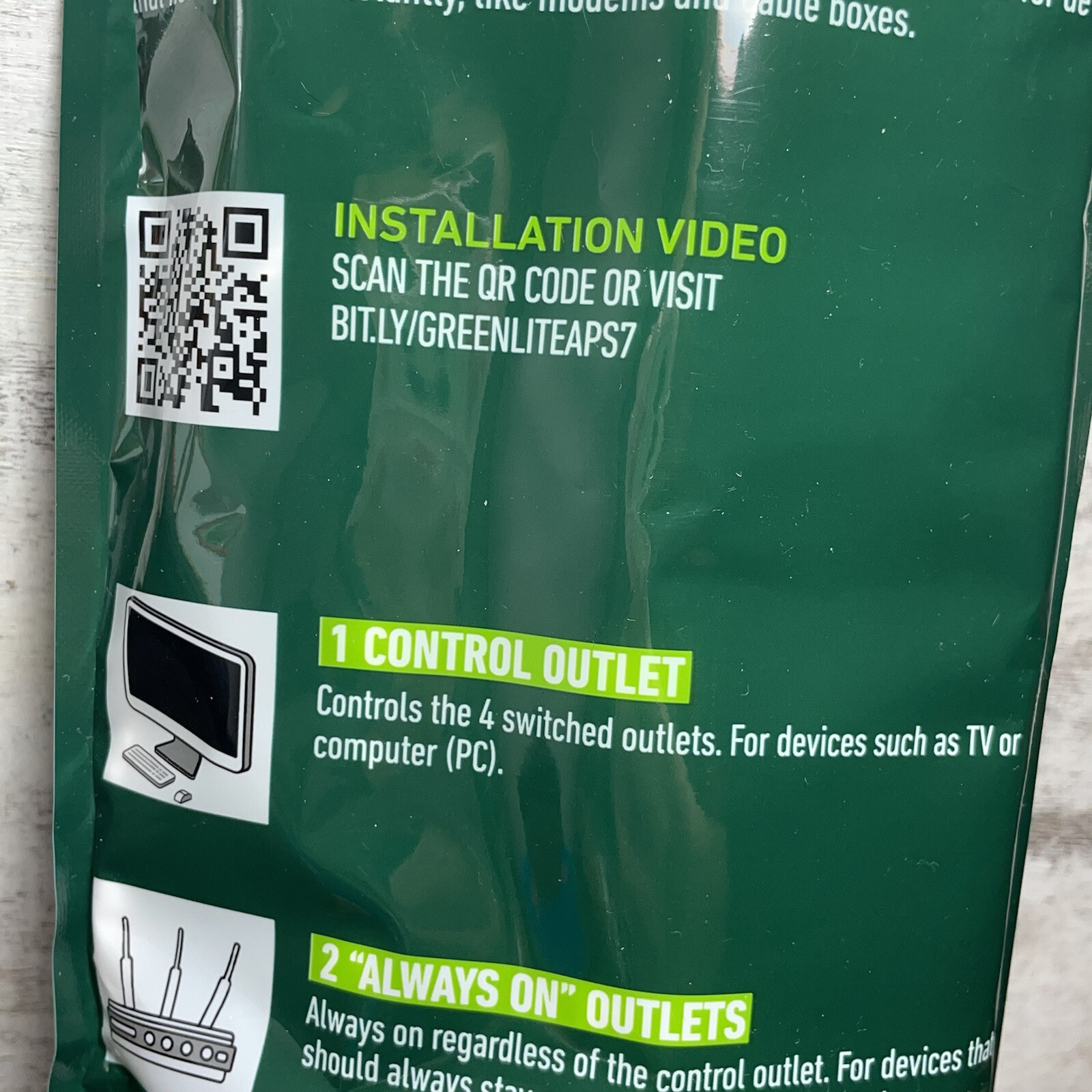 One Greenlite Tier 1 Advanced 7 Outlet Surge Power Strip 1440 Joules For TV, PC