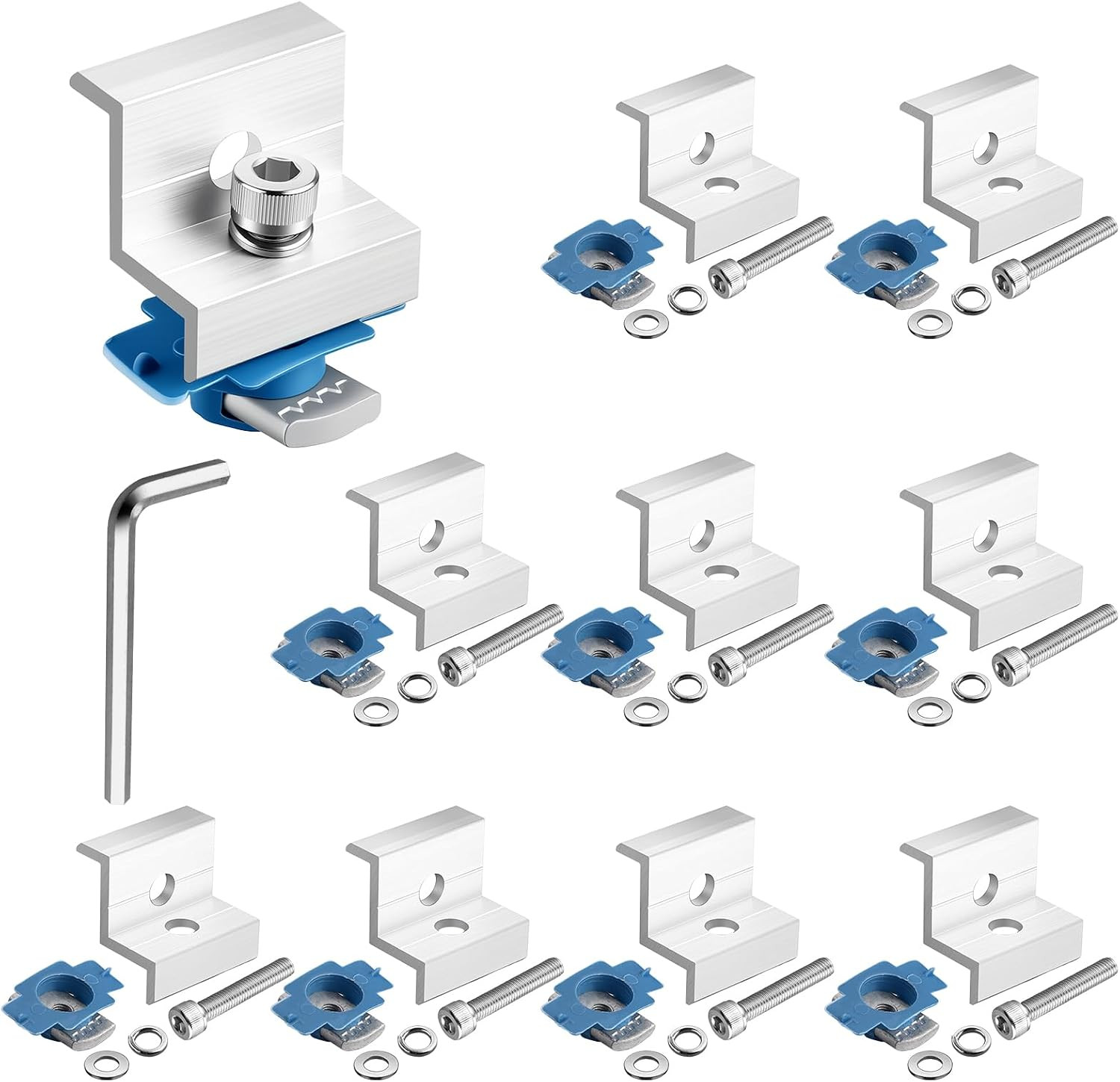 10Pcs Solar Panel End Clamps for Standard Unistrut, 30Mm/35Mm, Silver |