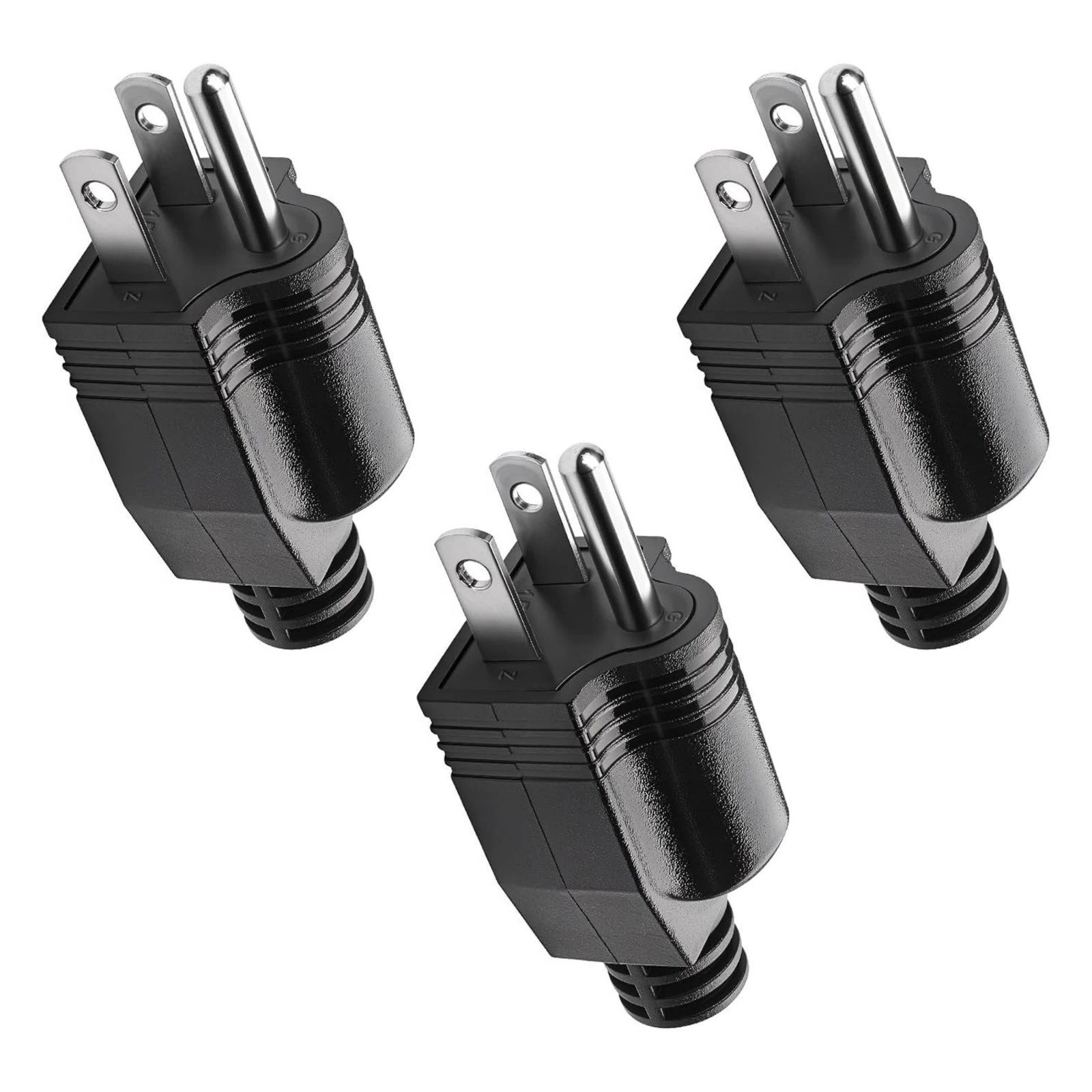 3-Pack 15A 125V AC Replacement Plug Connectors 3 Prong Male Extension Cord