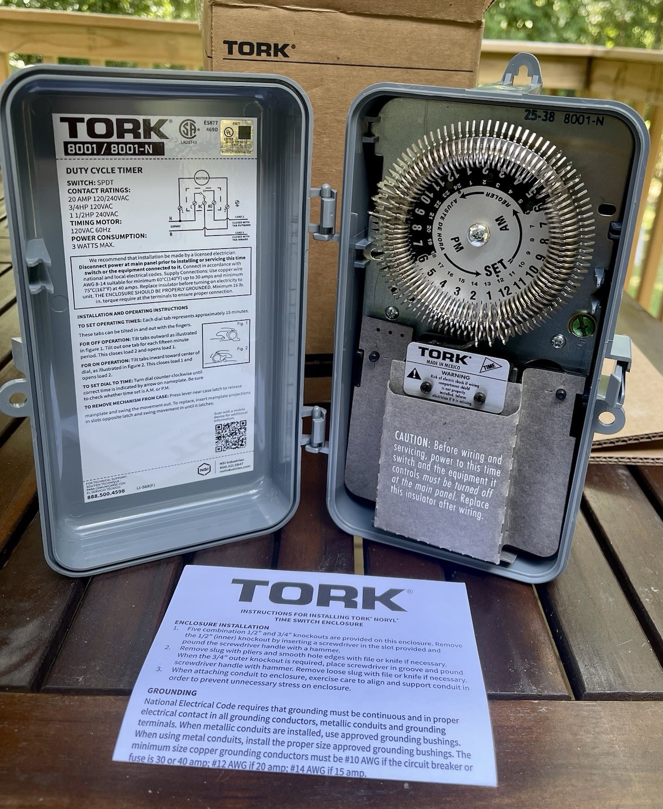 Tork 8001-N 24 Hour Time Switch NEMA 3 Plastic Case New