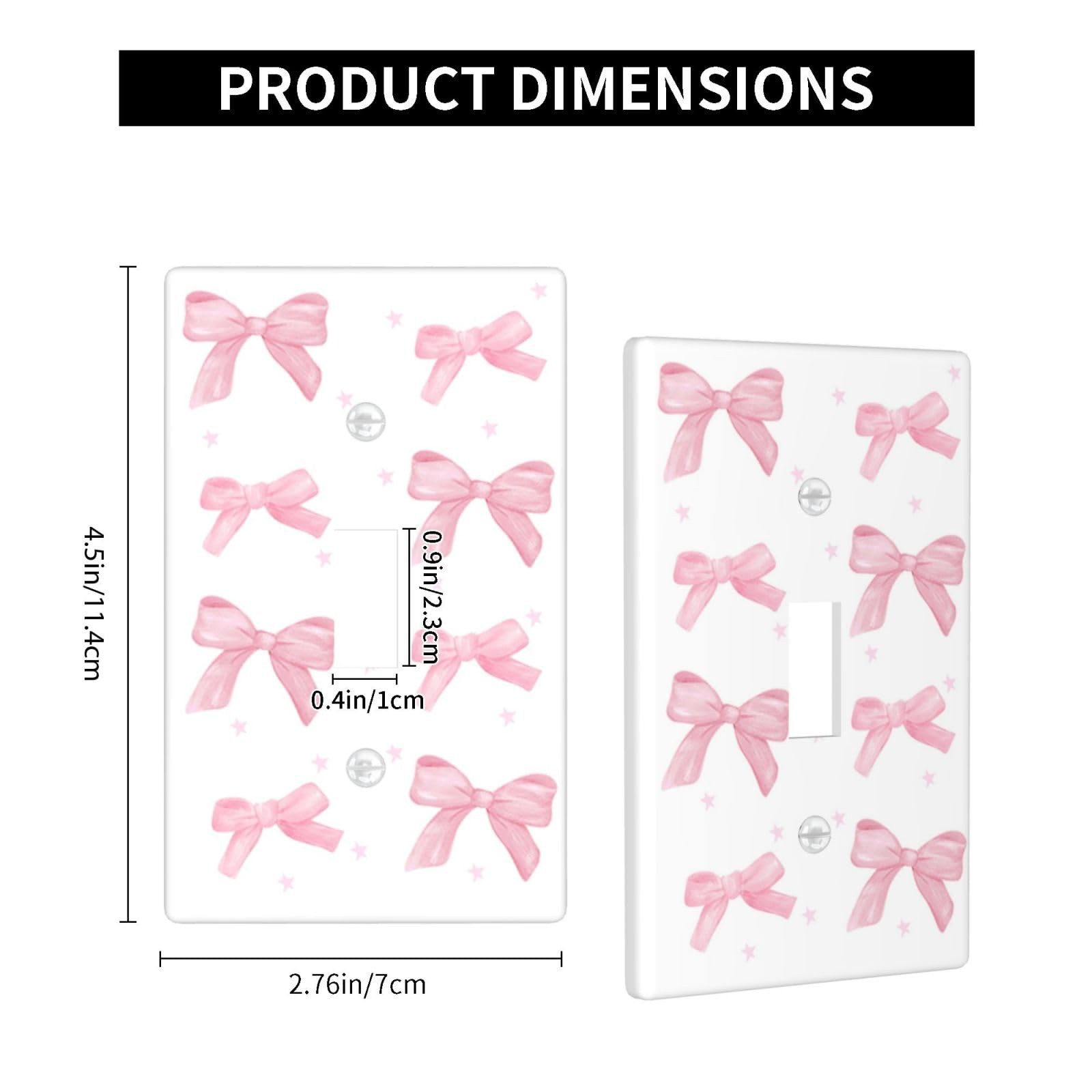 Pink Bow Single Toggle Light Switch Plate Cover 1 Gang Decorative Outlet Plat…