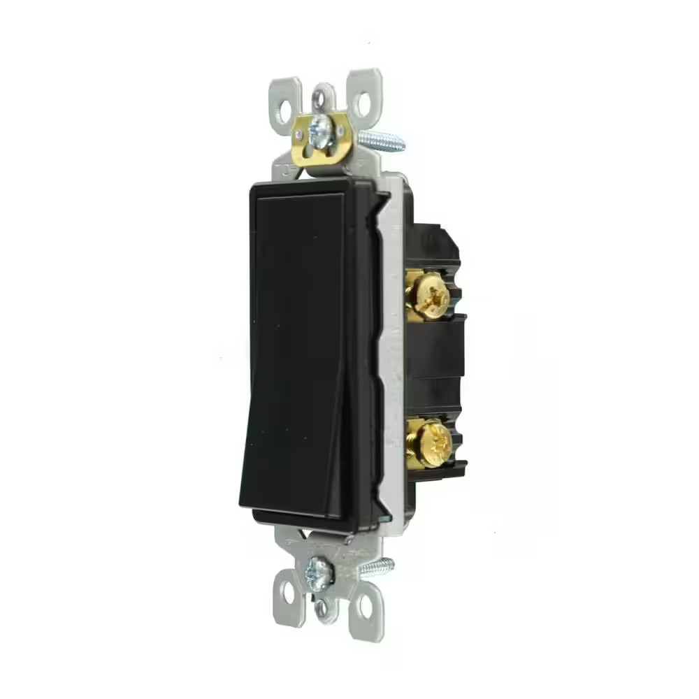 Decora 15 Amp Single-Pole AC Quiet Switch, Black 5601-2ES