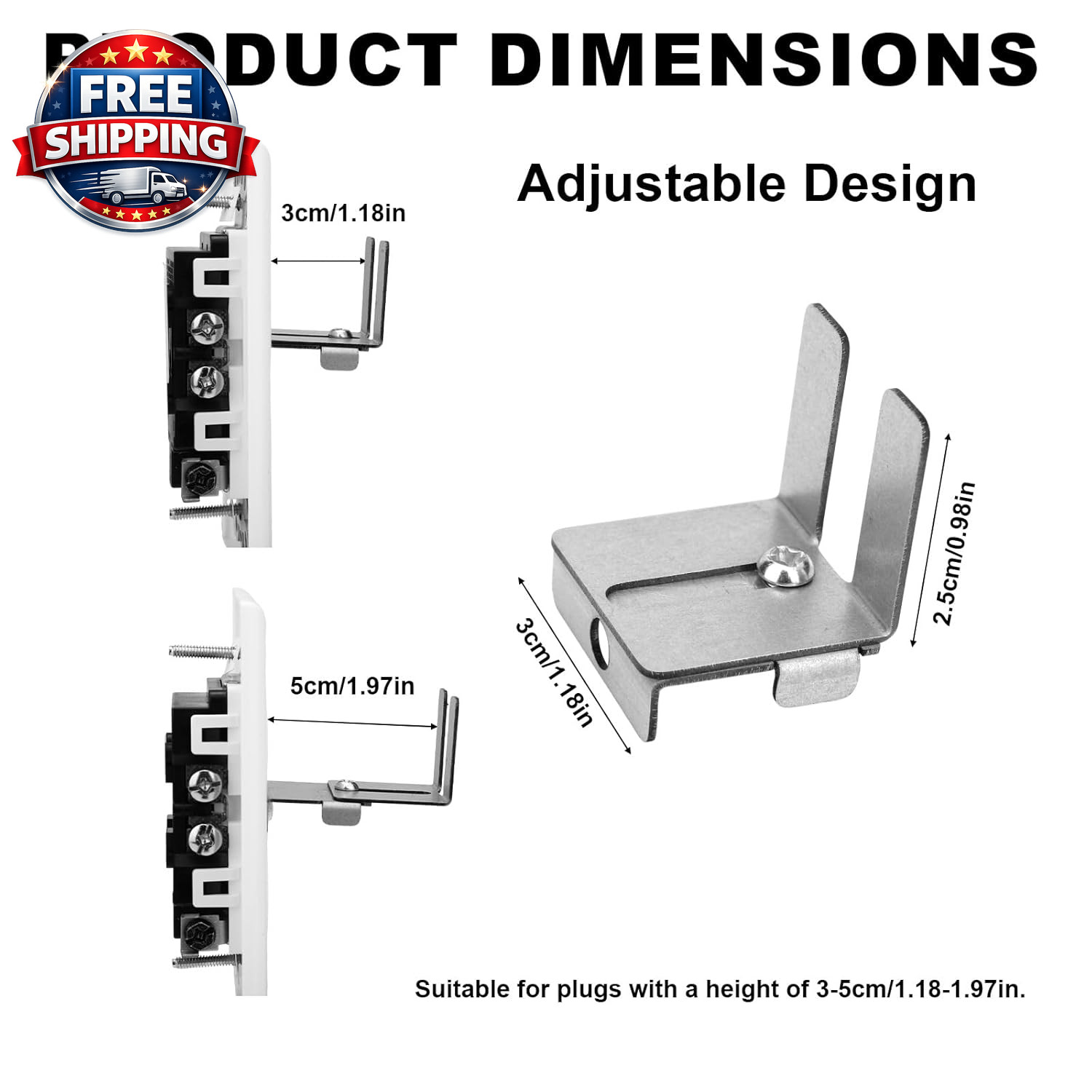 Charger Lock to Outlet with Screw, Adjustable Stainless Steel Outlet anti Theft