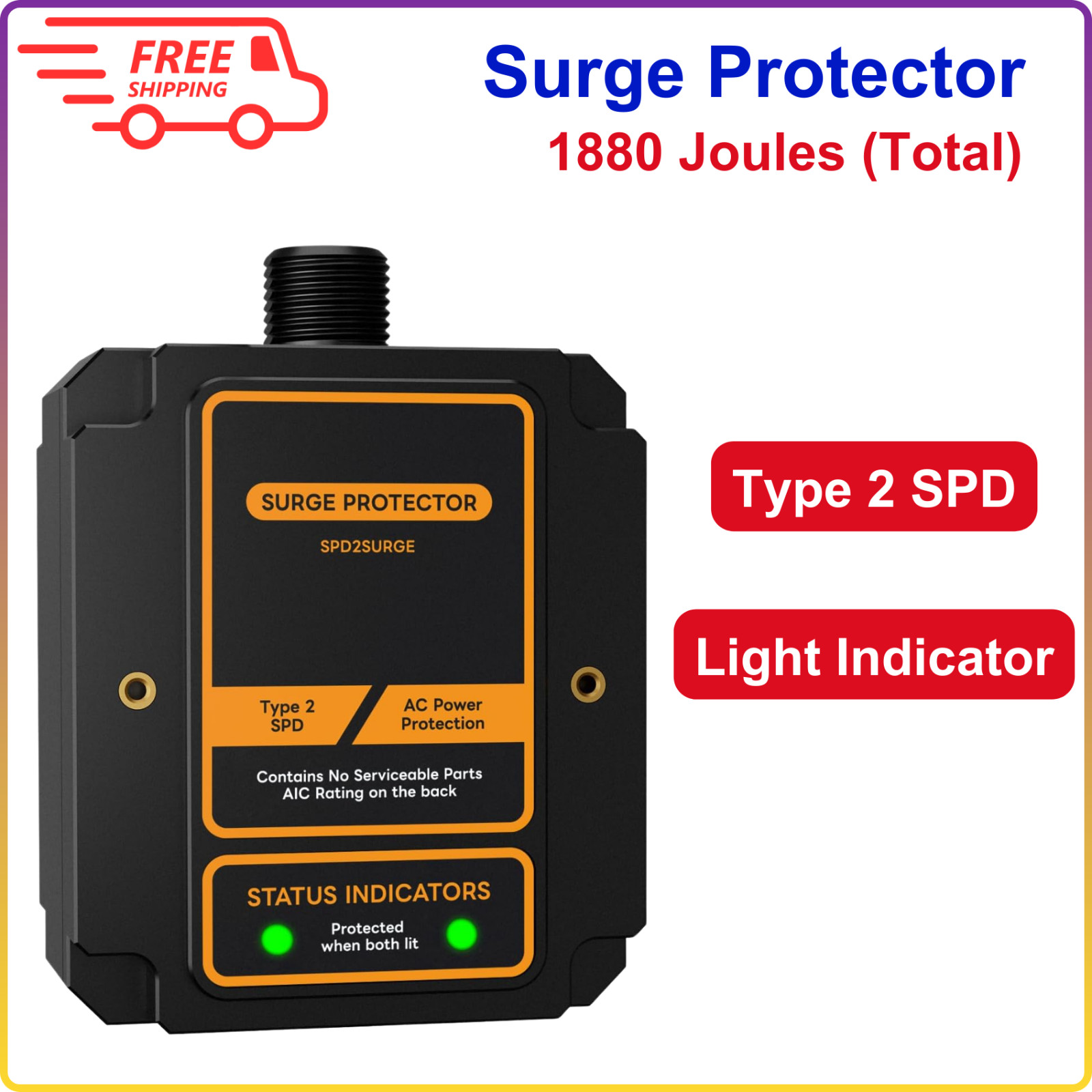 Whole House Surge Protector 72000 Amps 1880 Joules 120/240V Thermally Protected