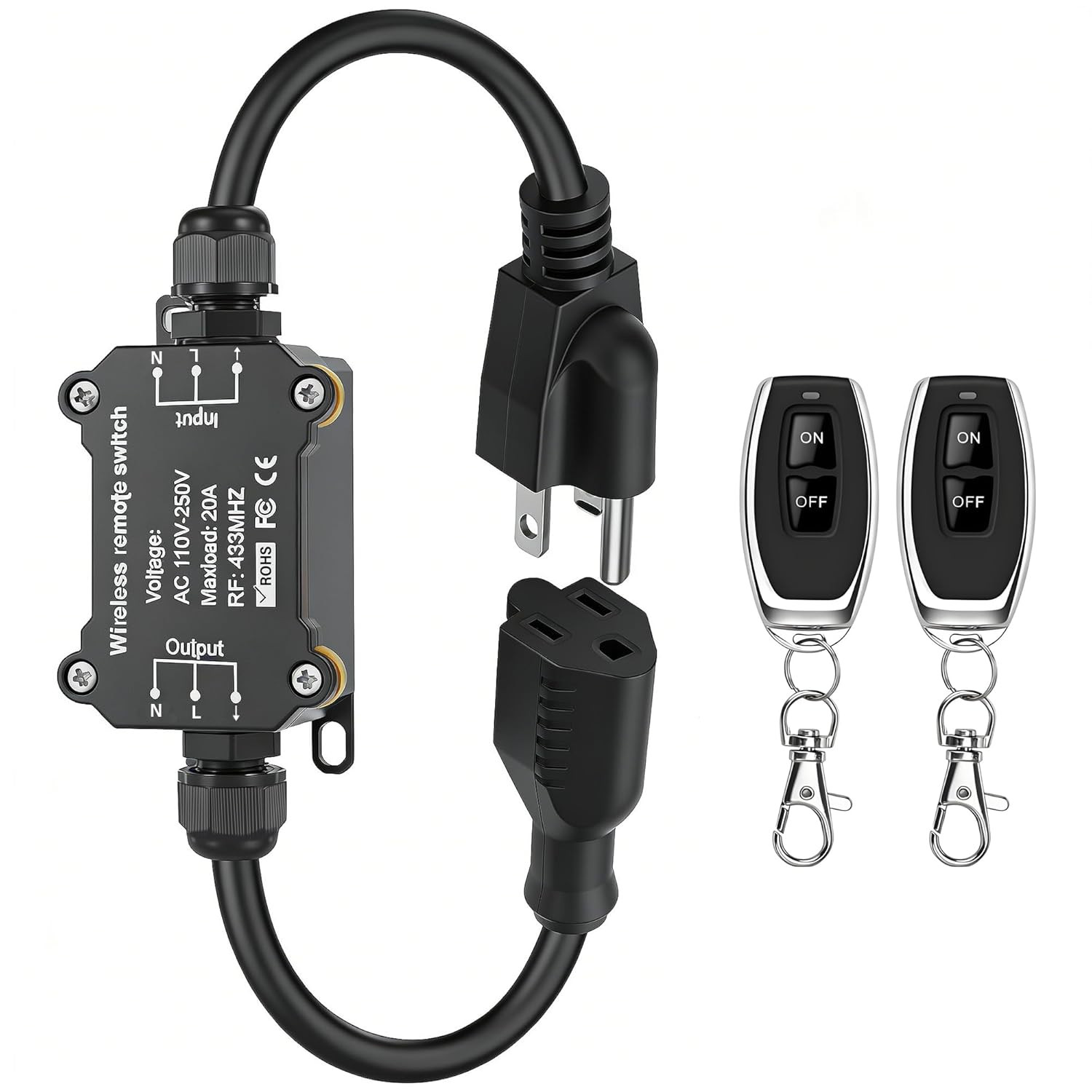 Wireless Remote Control Power Switch Waterproof Outdoor 110V 120V 250V 20A