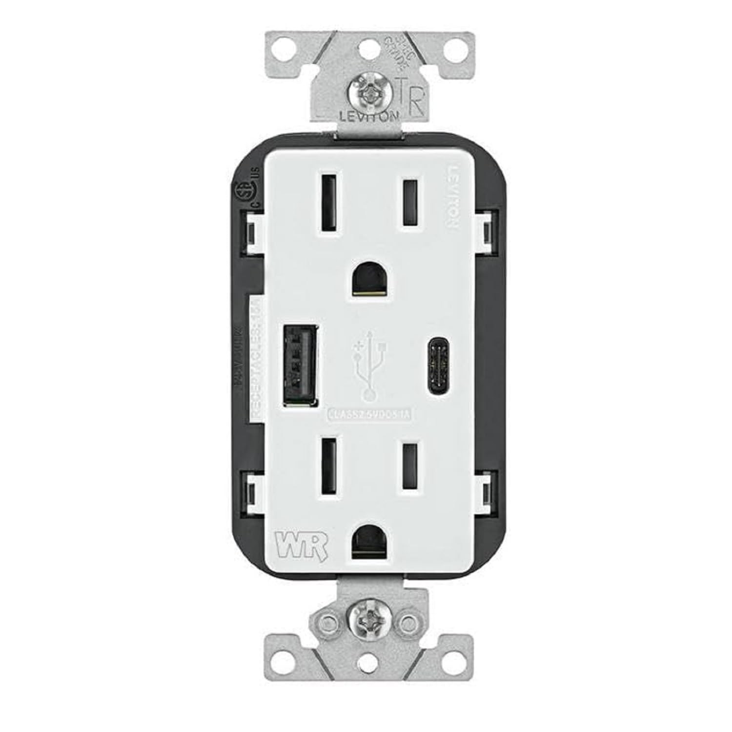Leviton 15 amps 125 V USB White Outlet and USB Charger 5-15R