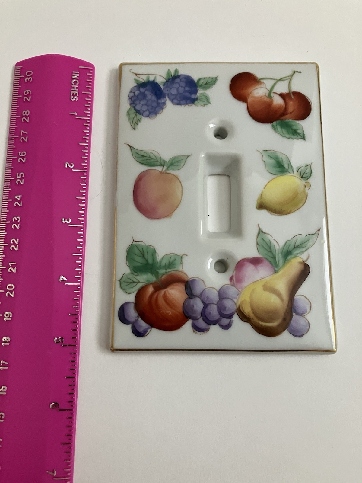 Kelvin Fine China 1960 Fruit Light Switch Cover Plate Grapes Vtg MCM Antique