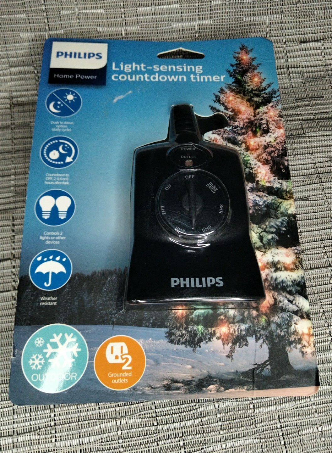 Philips Dusk to Dawn Sensing 8/6/4/2hr Countdown Timer Outdoor 2 Outlet Grounded