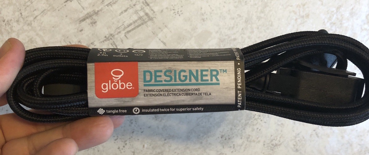 Fabric Extension Cord 9 Foot R/Angle Globe Designer Series {CC}