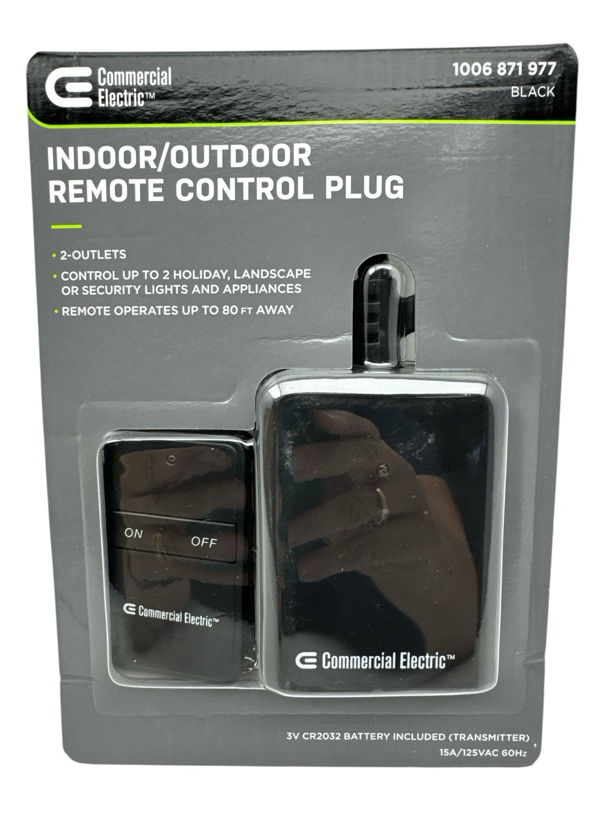 Indoor/Outdoor Remote Control Plug Commercial Electric 1006871977 NEW