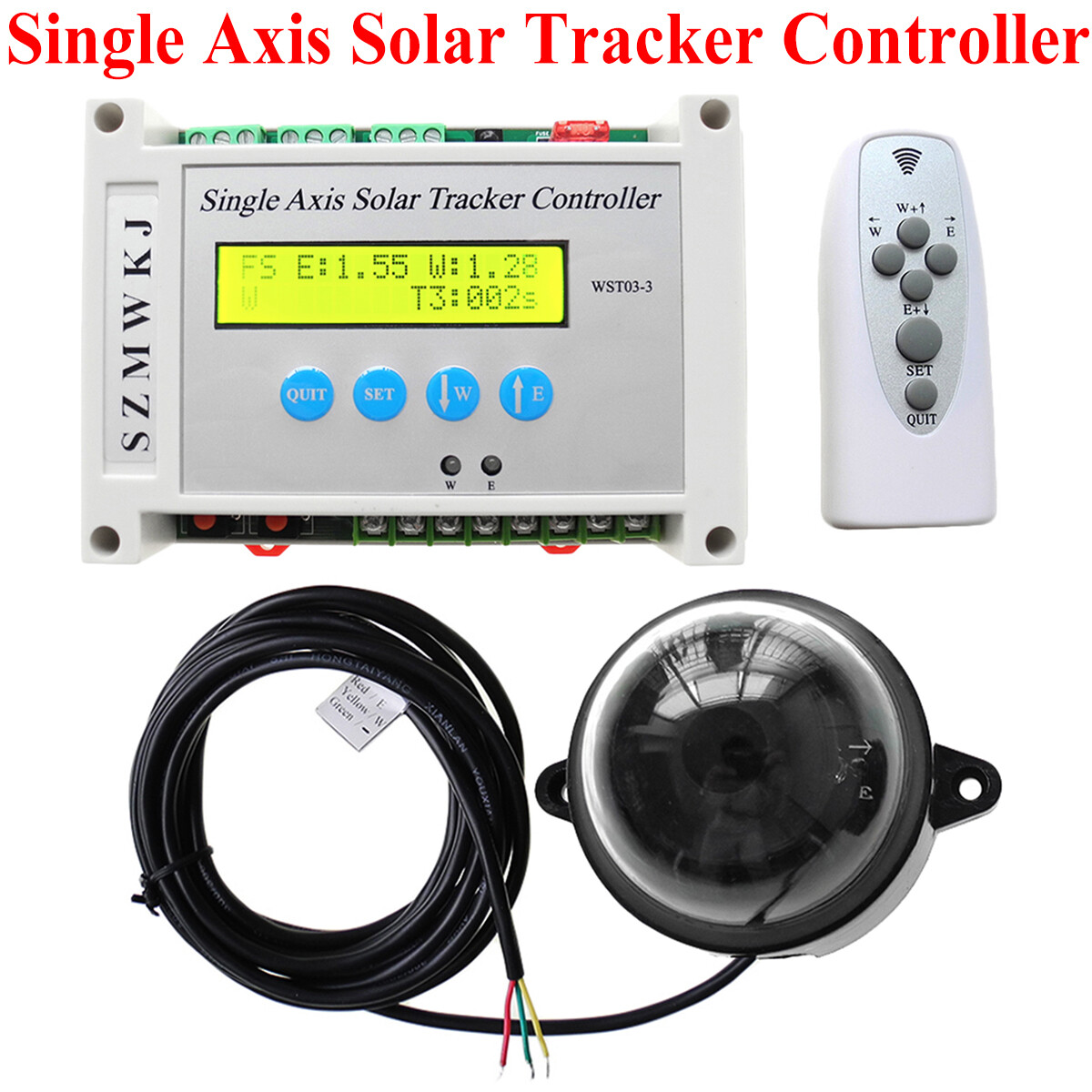 Single Axis Solar Tracking Tracker + 6000N Linear Actuator Controller Anemometer