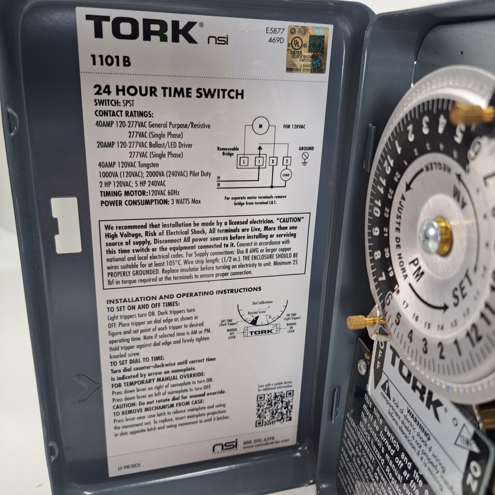 ​TORK 40 Amp 1-Channel 24-Hours Indoor Mechanical Time Switch for Same Time