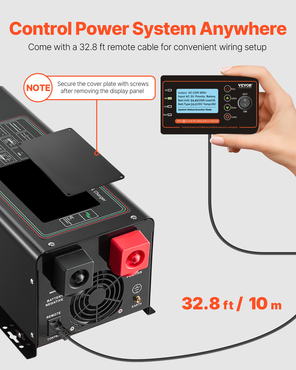VEVOR 2000W Pure Sine Wave Inverter Charger DC 12V to AC 120V Power Inverter
