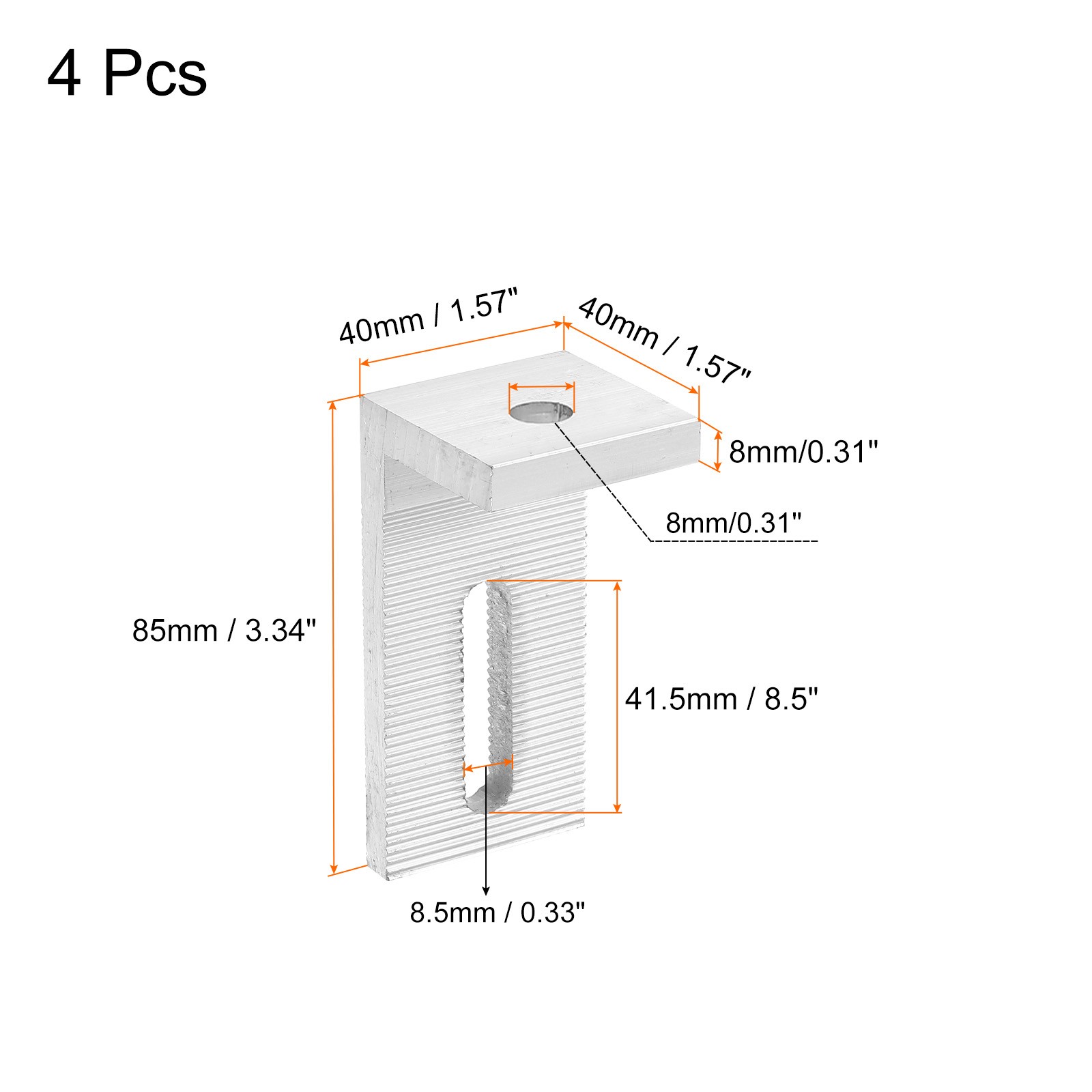 Solar Panel Mount Brackets Aluminum Alloy 8mm Diameter Pack of 4