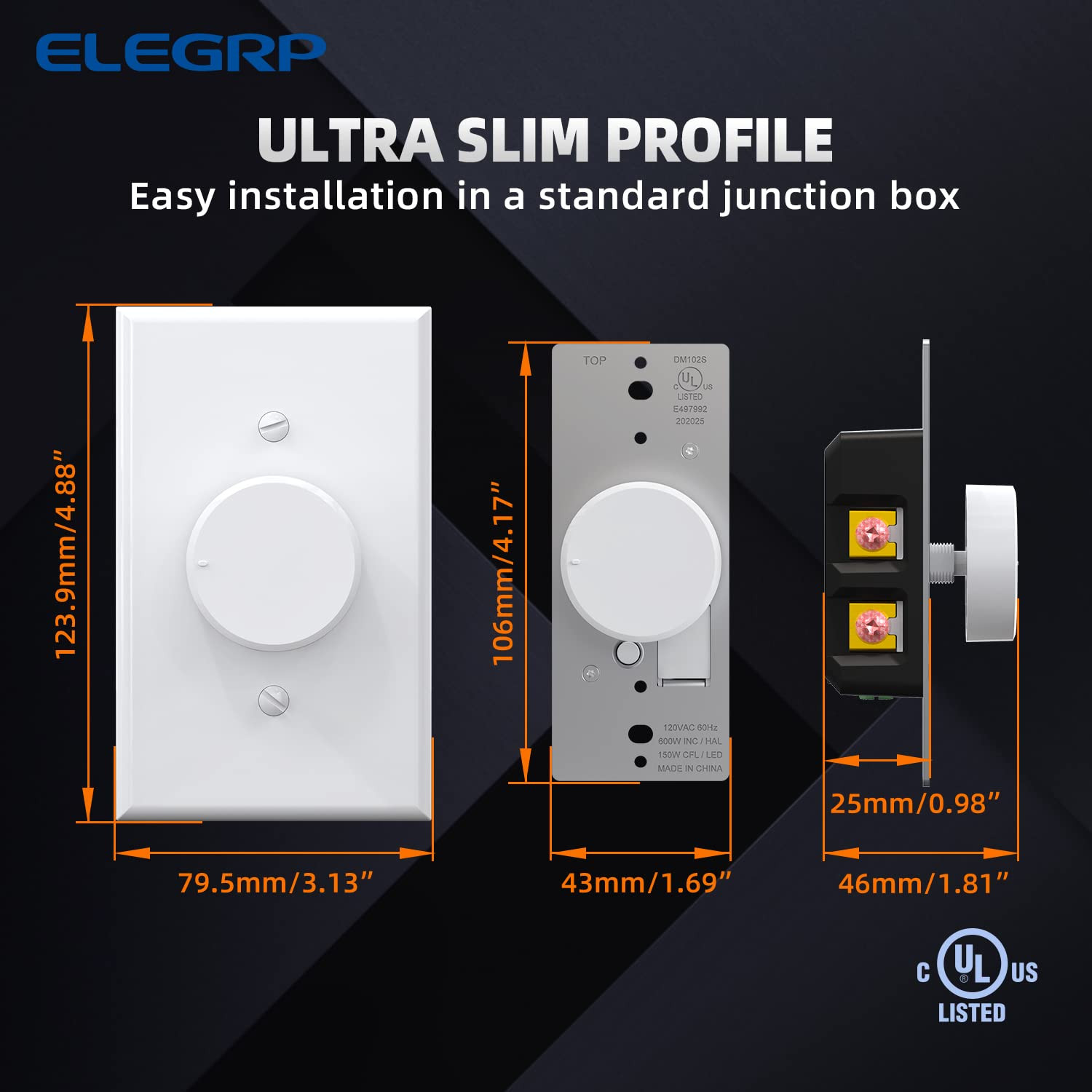 Matte White Digital Rotary Dimmer Switch for LED, CFL, Incandescent