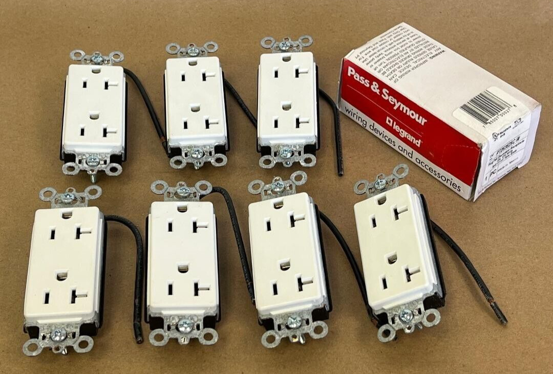 7 PCS PASS & SEYMOUR PT26362SC-W 20A 125V WHITE SPLIT CIRCUIT LEGRAND