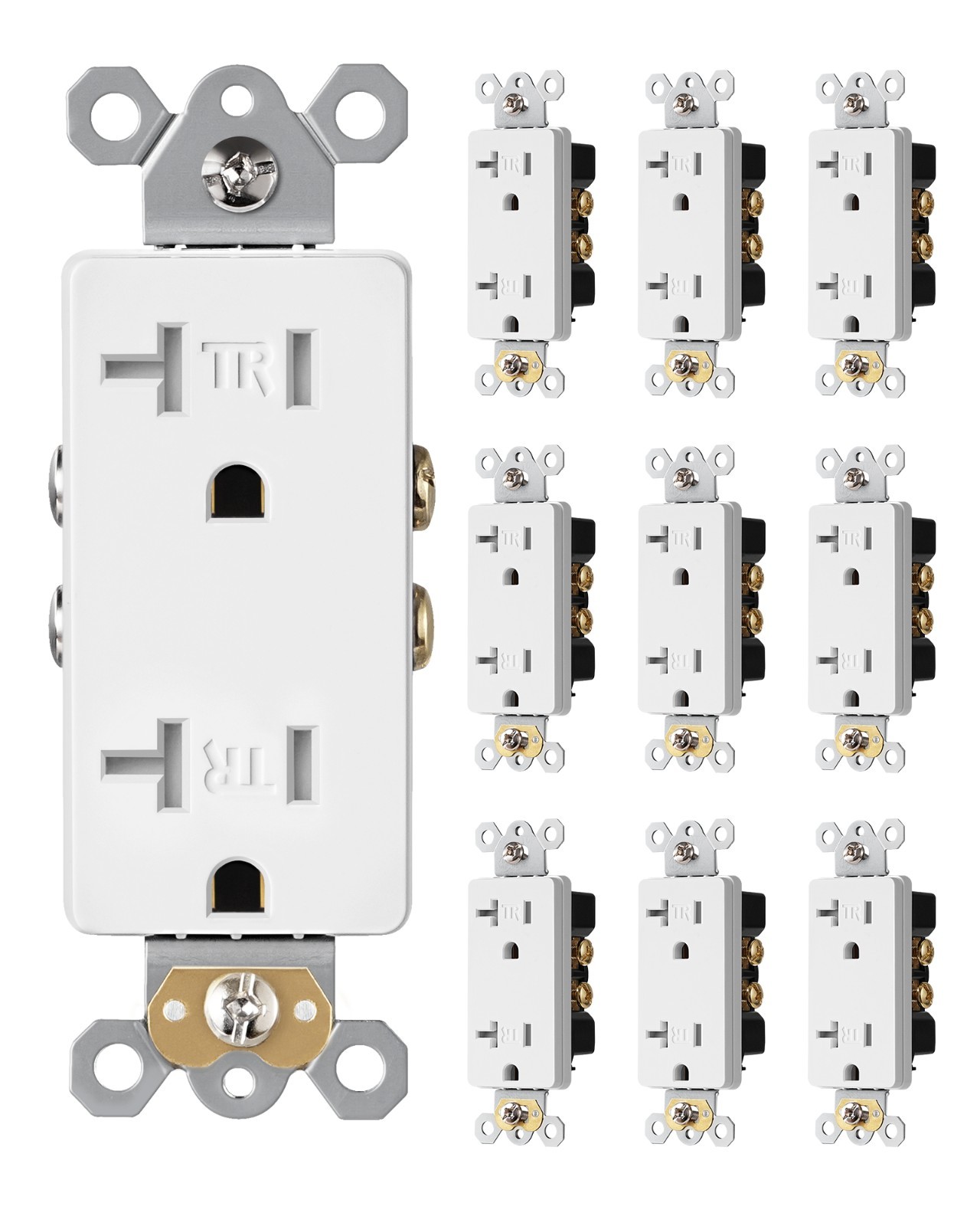 DEWENWILS Duplex Receptacle Outlet,20Amp/125V/2500W,Self-Grounding,2-Pole,3-Wire