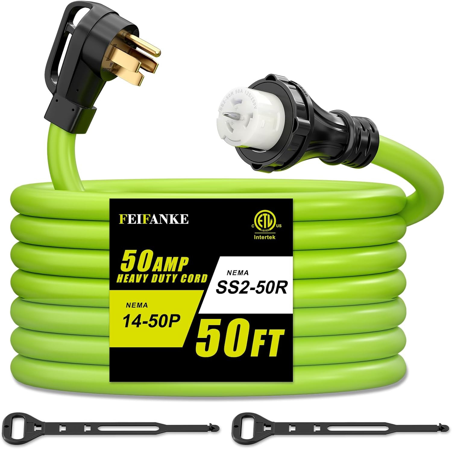 50 Amp Generator Cord, 50 Feet 50A RV Extension Cord with Twist Locking Connecto