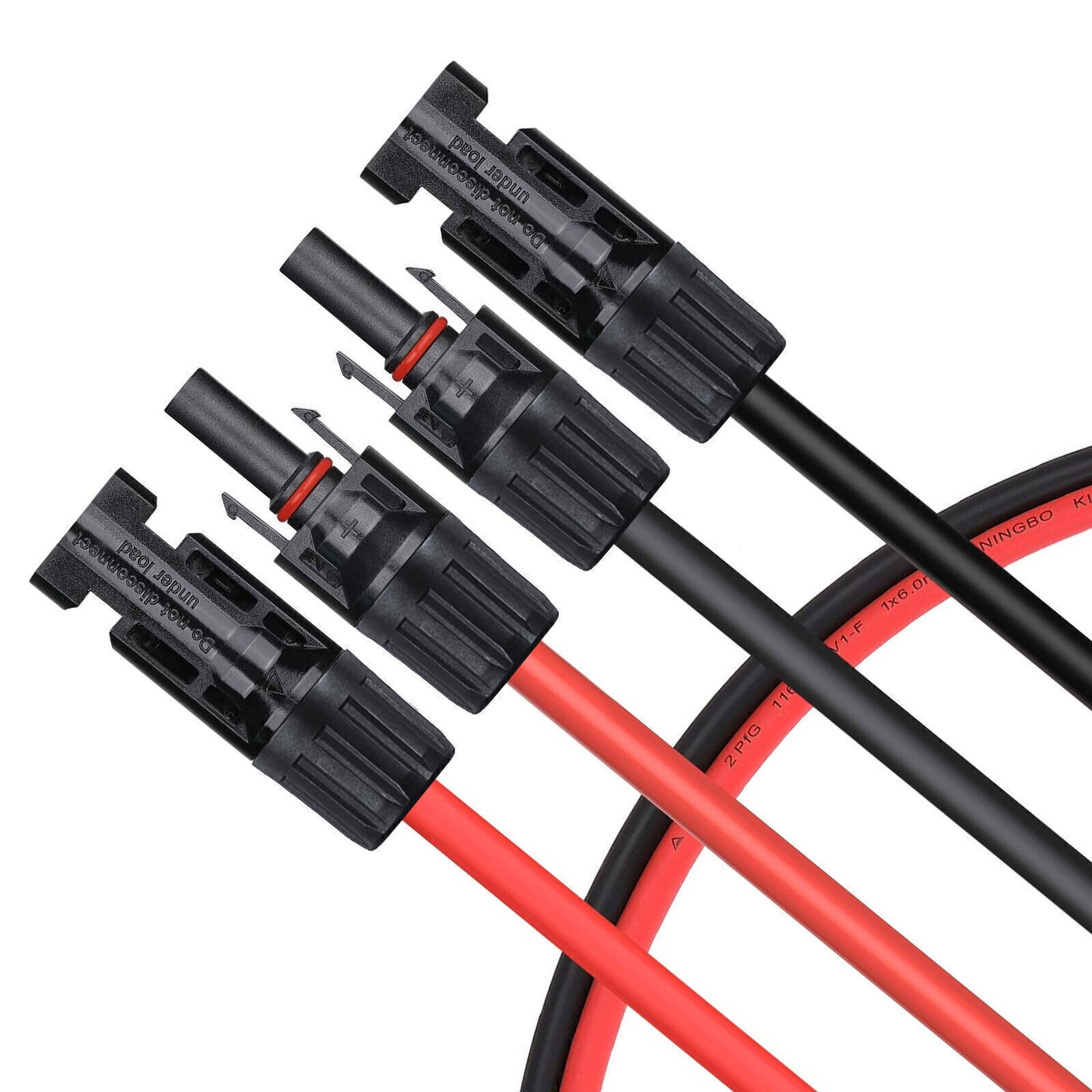 Black+Red 10 AWG Solar Panel Extension Cable Silicone Flexible Wire Connectors