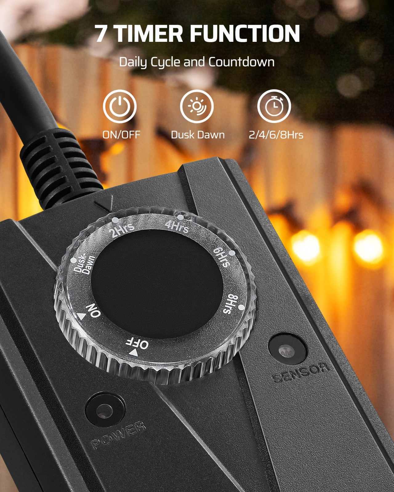 DEWENWILS Outdoor Timer Switch,Timer Outlet, Timer for Lights, Timer Switch 120V