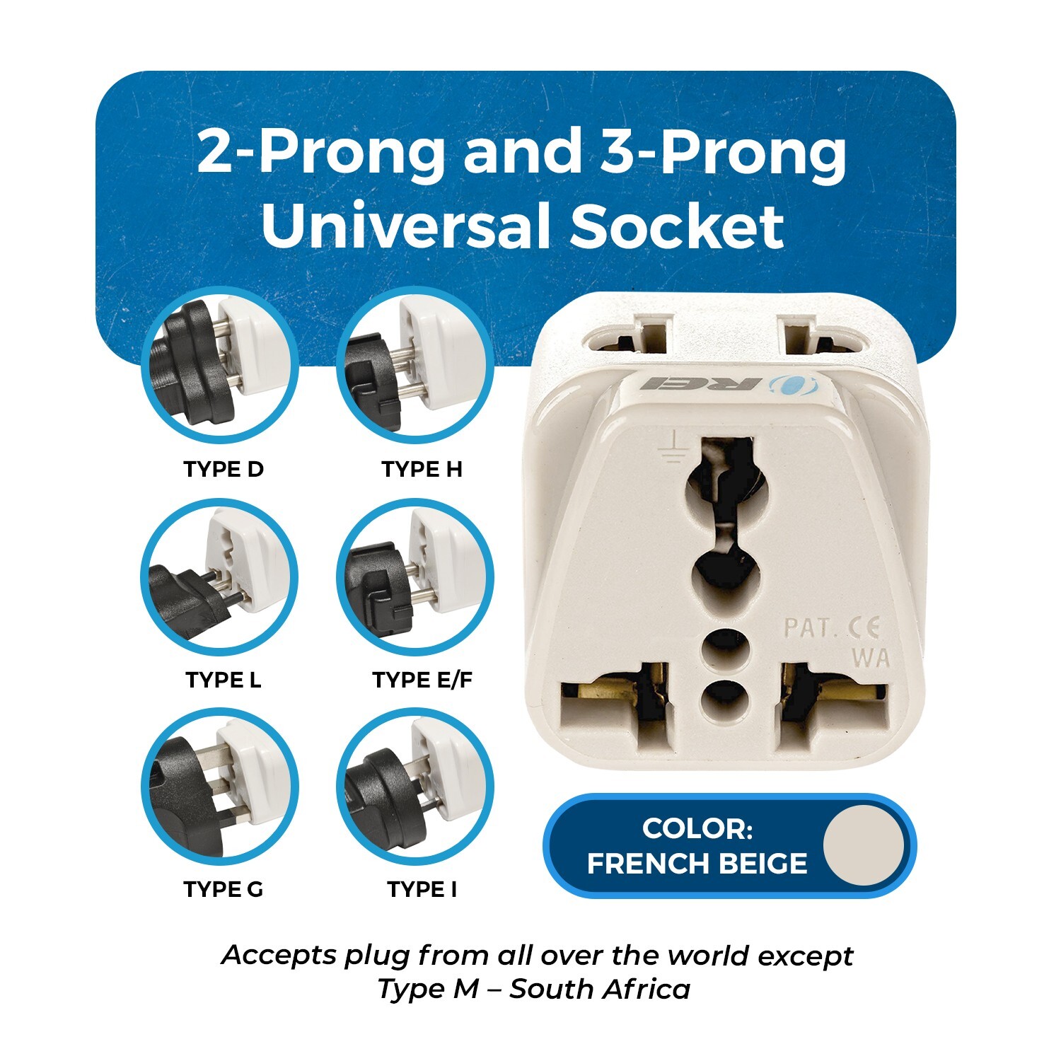 OREI 2 in 1 USA Travel Adapter Plug – UK/EU to US Type B -Grounded Universal
