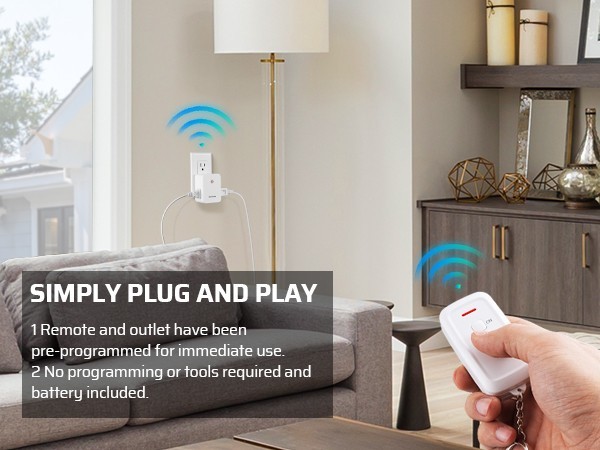 DEWENWILS No Wiring Light Switch, Remote Control Outlet, Plug and Play, 100FT
