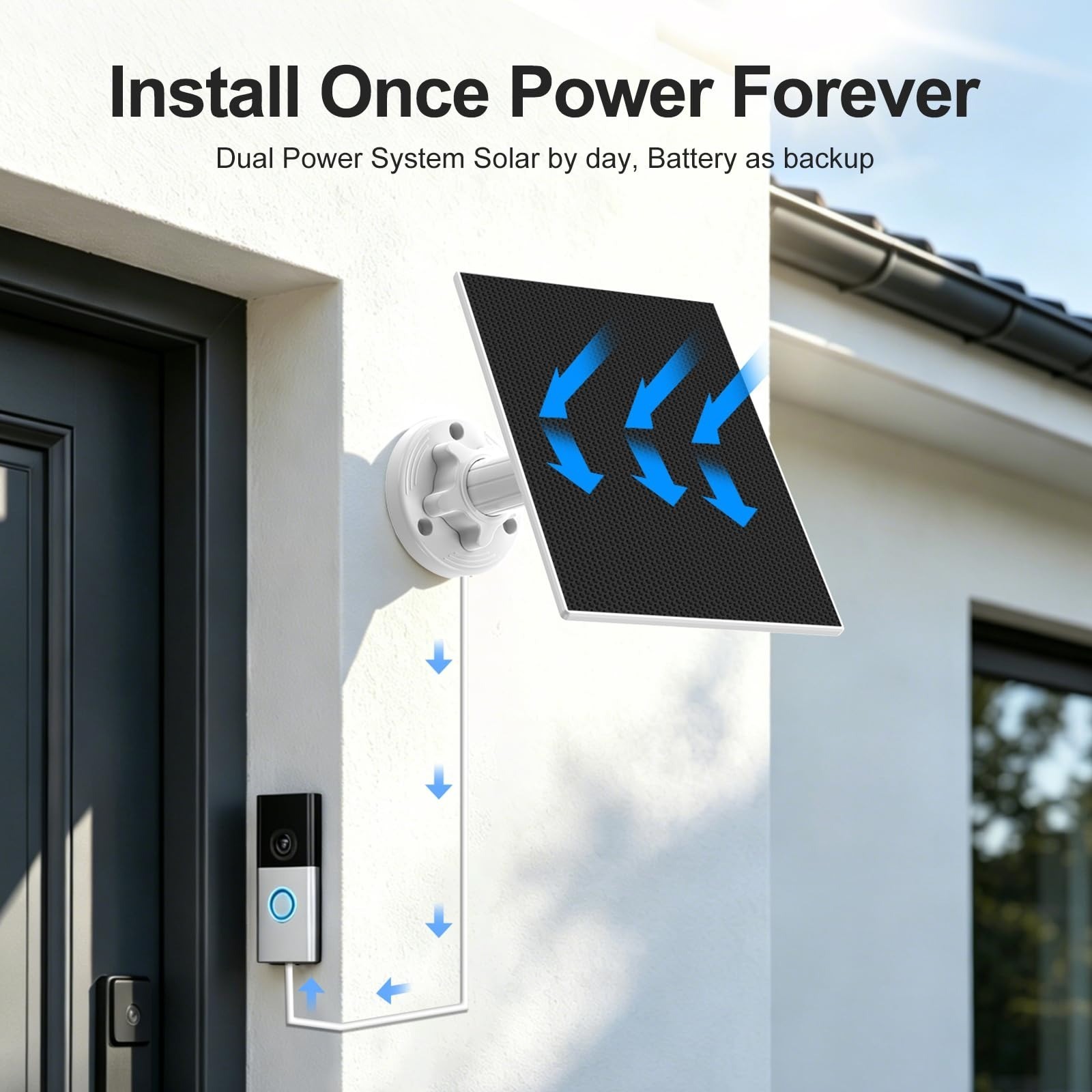 WECOOL Solar Panel Charger for Ring Doorbell with Built-in Battery