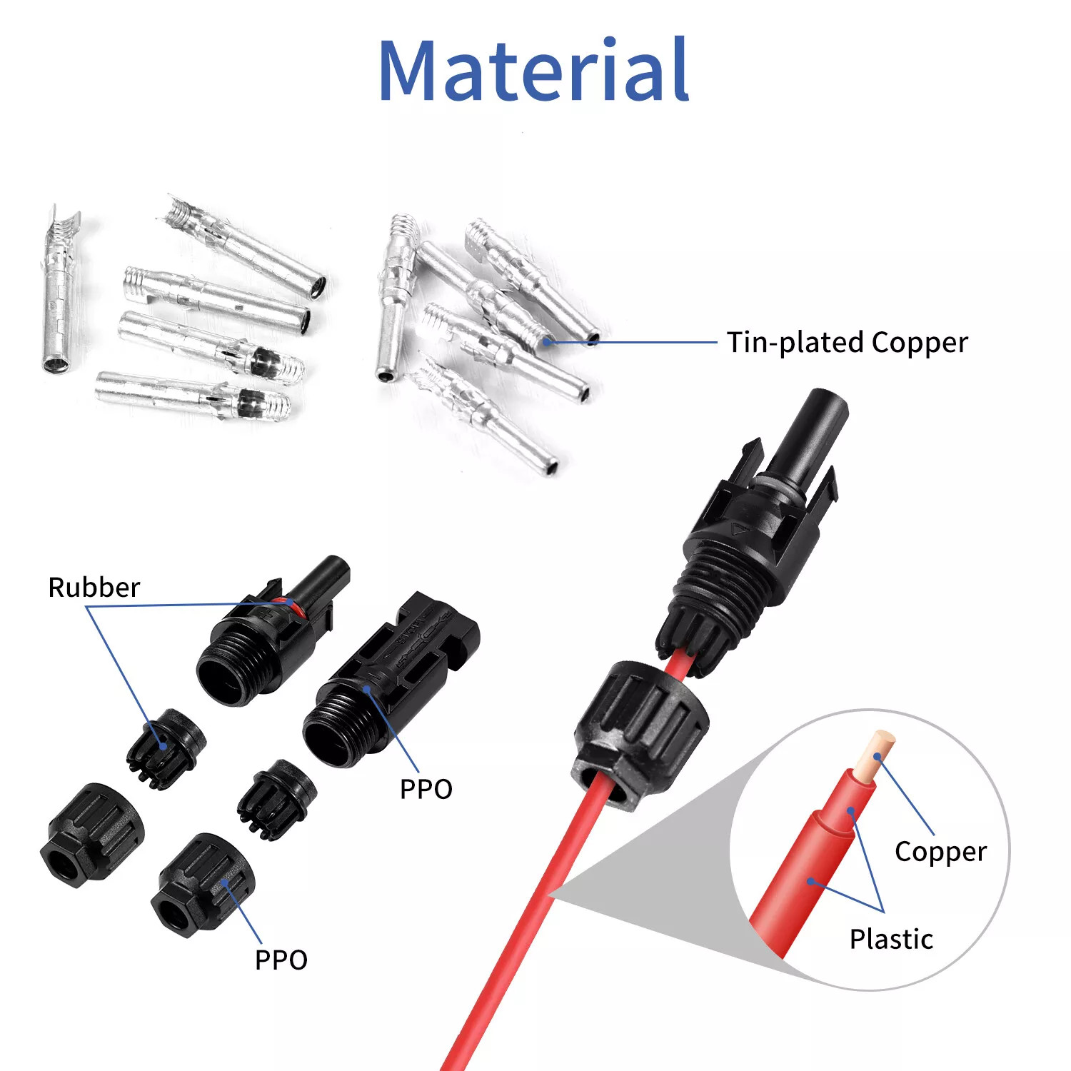 10/20/50/100/400 Pairs Male Female Solar Cable Connectors For DIY Solar Panel US