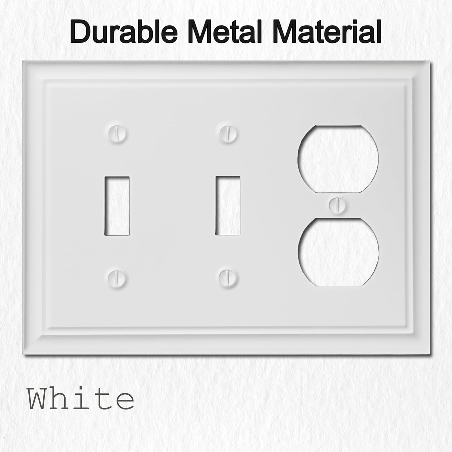 Double Toggle/Single Duplex Light Switch Cover Luca Metal Wall Plate, 2-Pack Whi
