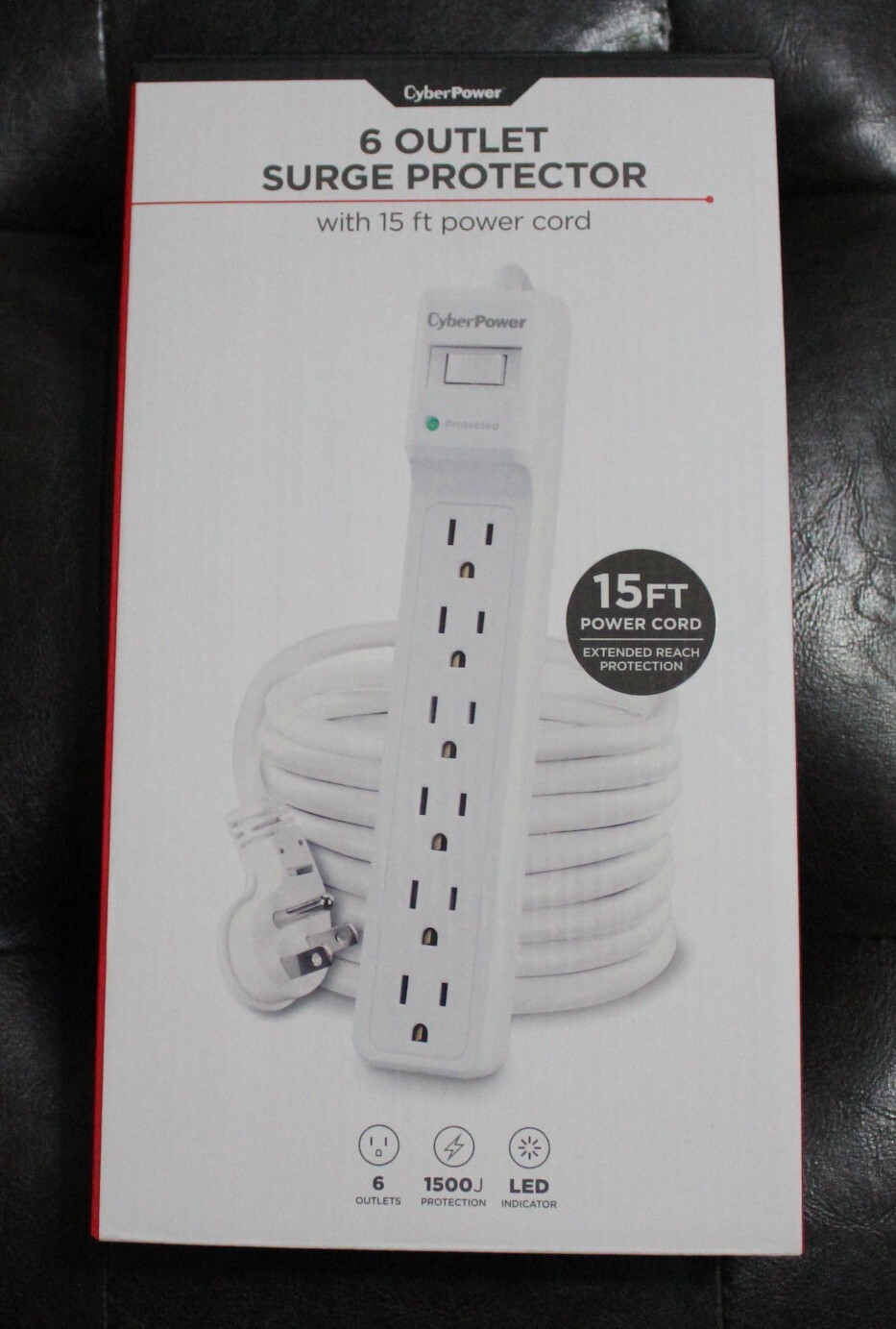 CyberPower Outlet Surge Protector with 15 ft. power cord 1500 Joules- B615 – NEW