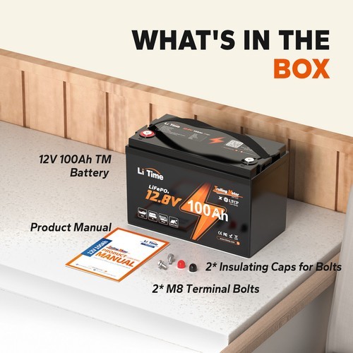 LiTime 12V 100Ah TM LiFePO4 Lithium Battery Low Temp Cut-off for Trolling Motor