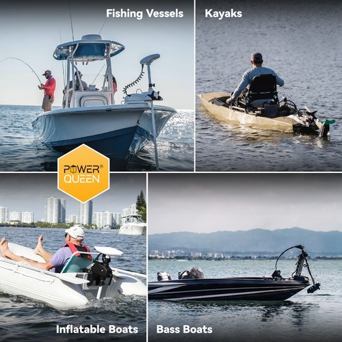 Power Queen 36V 50Ah Bluetooth Group31 LiFePO4 Battery for Marine Trolling Motor