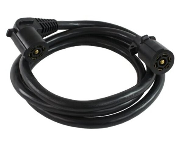 Double-End 7 Way Plug Inline and Elbow Trailer Cord (Black, 8-Feet)